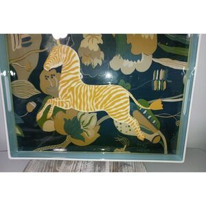 Decorative (Jungle, Zebra) Coffee Table Serving Tray with Built-in Handles.